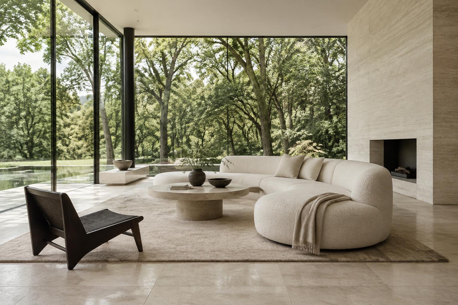 Illustrative refined residential interior with natural materials